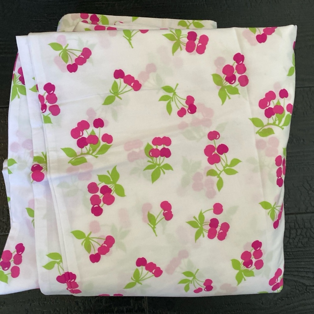 Company Store Cotton Queen Size Duvet Cover Cherries Cherry Print NWOT